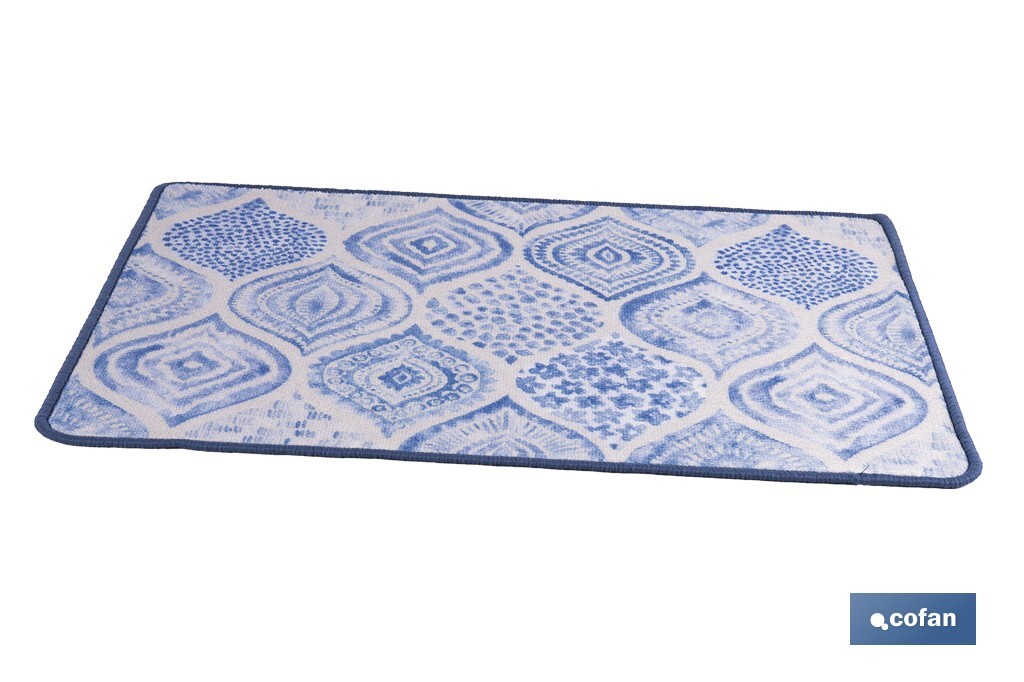 FELPUDO CON ESTAMPADO DIGITAL AZUL 50 x 70 CM