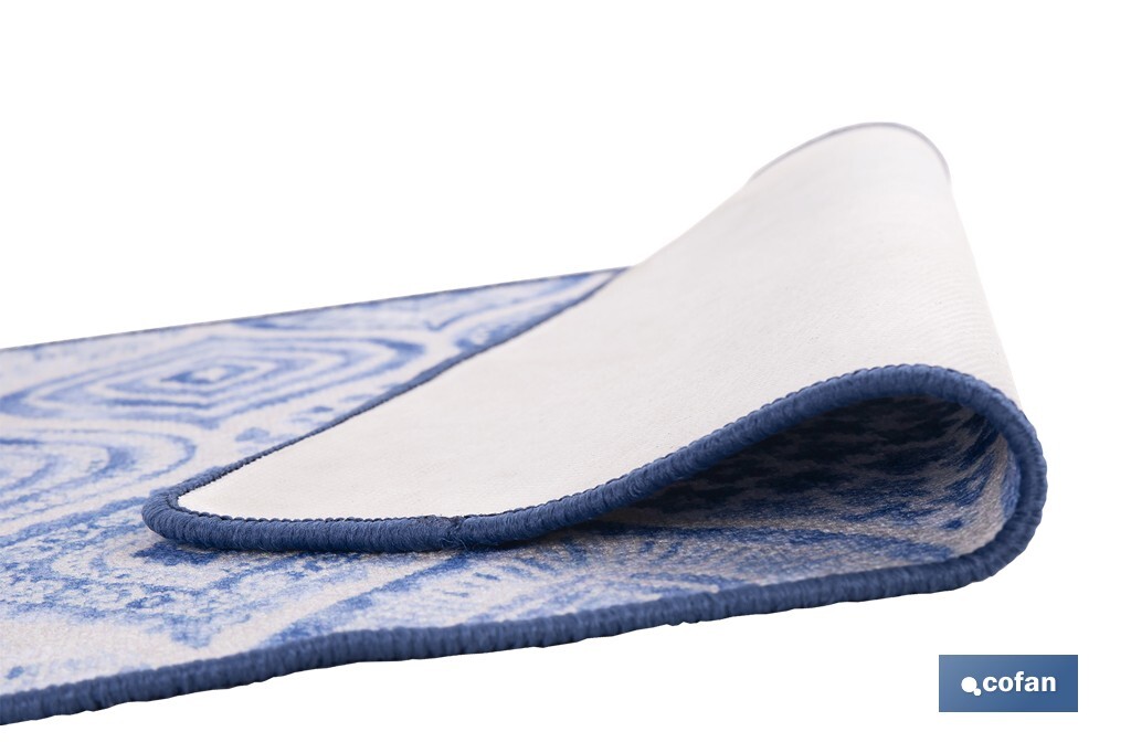 FELPUDO CON ESTAMPADO DIGITAL AZUL 50 x 70 CM