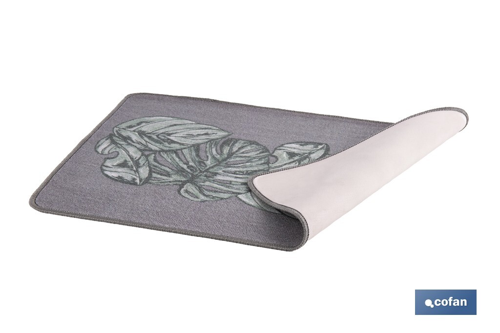 FELPUDO CON ESTAMPADO DIGITAL HOJAS GRANDES 50 x 70 CM