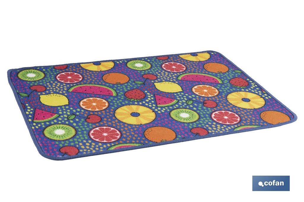 FELPUDO CON ESTAMPADO DIGITAL FRUTAS 50 x 70 CM