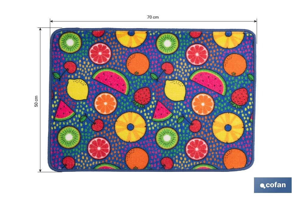 FELPUDO CON ESTAMPADO DIGITAL FRUTAS 50 x 70 CM