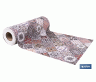 Rollo de alfombra vinílica para interior | Diseño con azulejos geométricos | Impermeable y de fácil limpieza