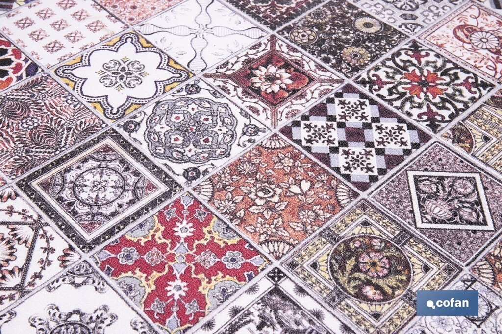 ROLLO DE ALFOMBRA VINÍLICA DISEÑO GEOMÉTRICO 84% VINILO 16% POLIÉSTER 52 CM X 20 M