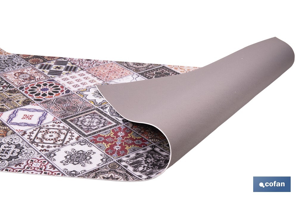 ROLLO DE ALFOMBRA VINÍLICA DISEÑO GEOMÉTRICO 84% VINILO 16% POLIÉSTER 52 CM X 20 M