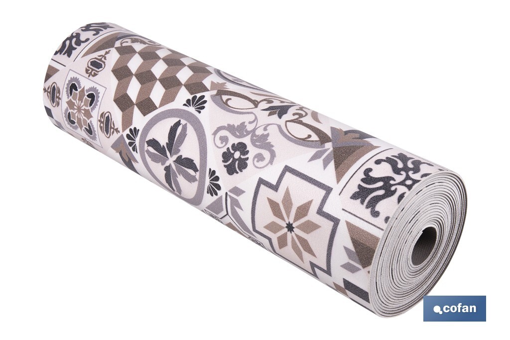ROLLO DE ALFOMBRA VINILICA DISEÑO ARABESCO 84% VINILO 16% POLIESTER 52 X 20 M