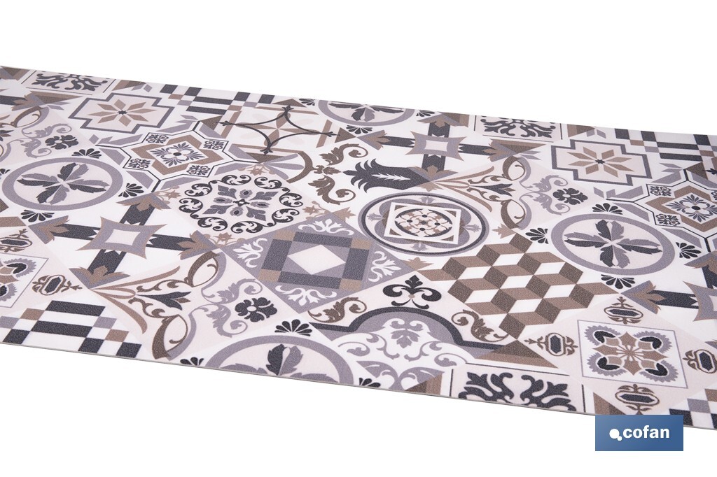 ROLLO DE ALFOMBRA VINILICA DISEÑO ARABESCO 84% VINILO 16% POLIESTER 52 X 20 M