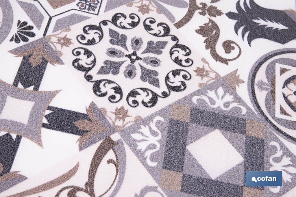 ROLLO DE ALFOMBRA VINILICA DISEÑO ARABESCO 84% VINILO 16% POLIESTER 52 X 20 M