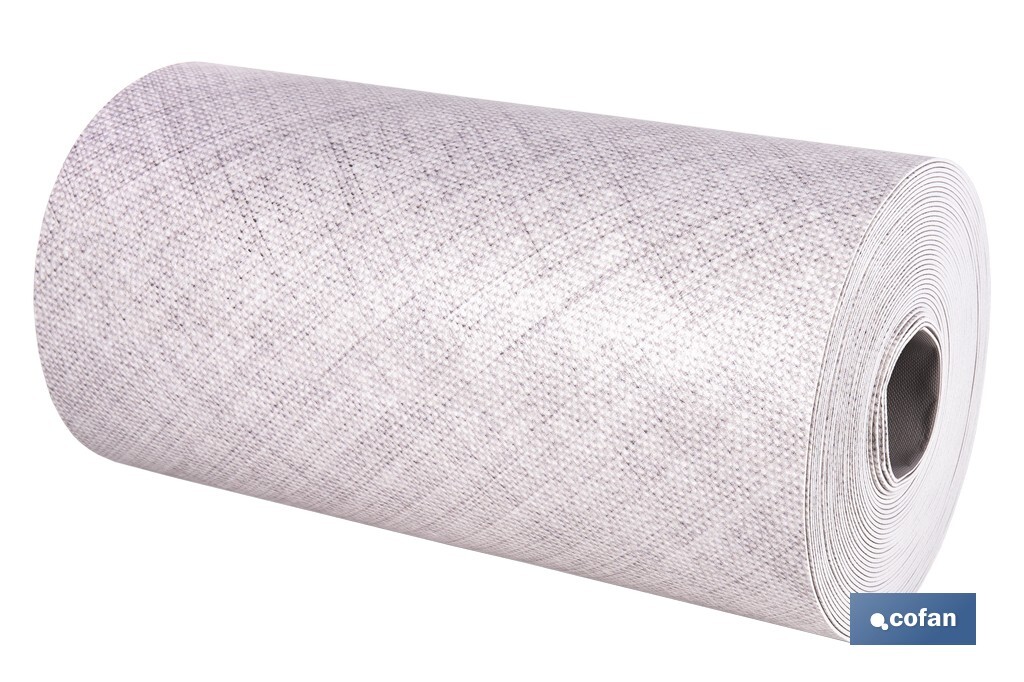 ROLLO DE ALFOMBRA VINÍLICA CON EFECTO JASPEADO GRIS CLARO 84% VINILO 16% POLIÉSTER 52 CM X 20 M