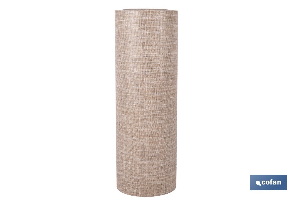 ROLLO DE ALFOMBRA VINÍLICA CON EFECTO JASPEADO BEIGE 84% VINILO 16% POLIÉSTER 52 CM X 20 M
