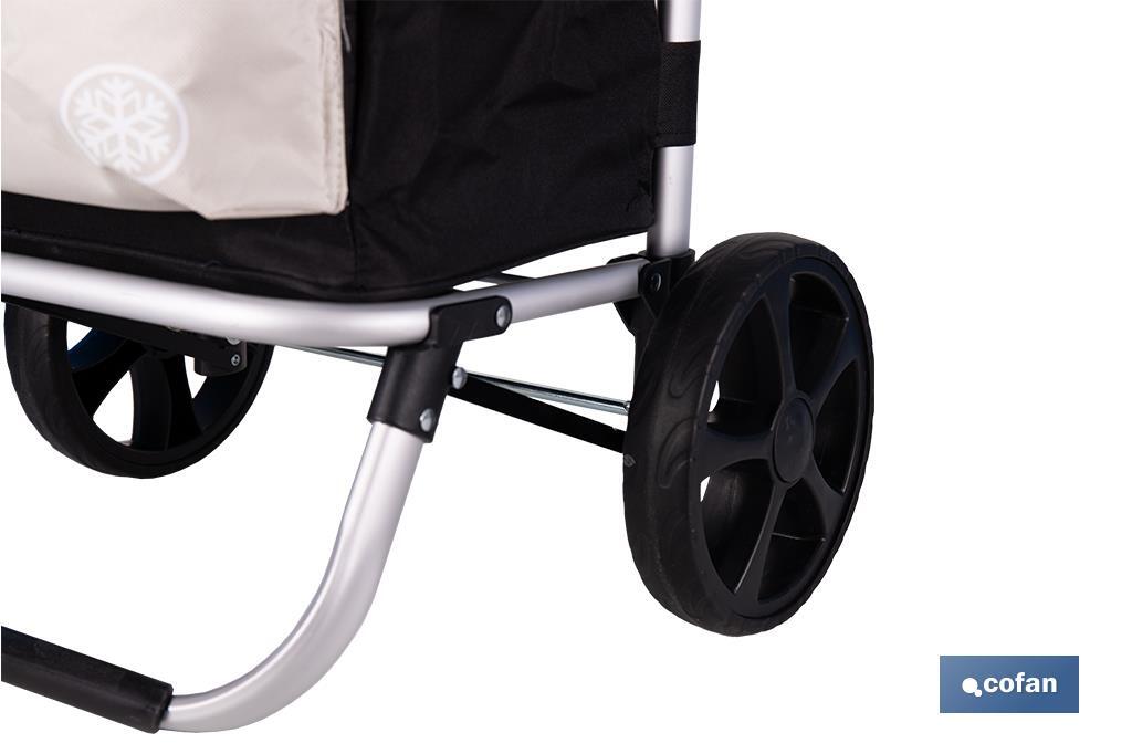 CARRO DE LA COMPRA NEGRO Y BEIGE PLEGABLE DE ALUMINIO CON 2 RUEDAS GRANDES 43 L