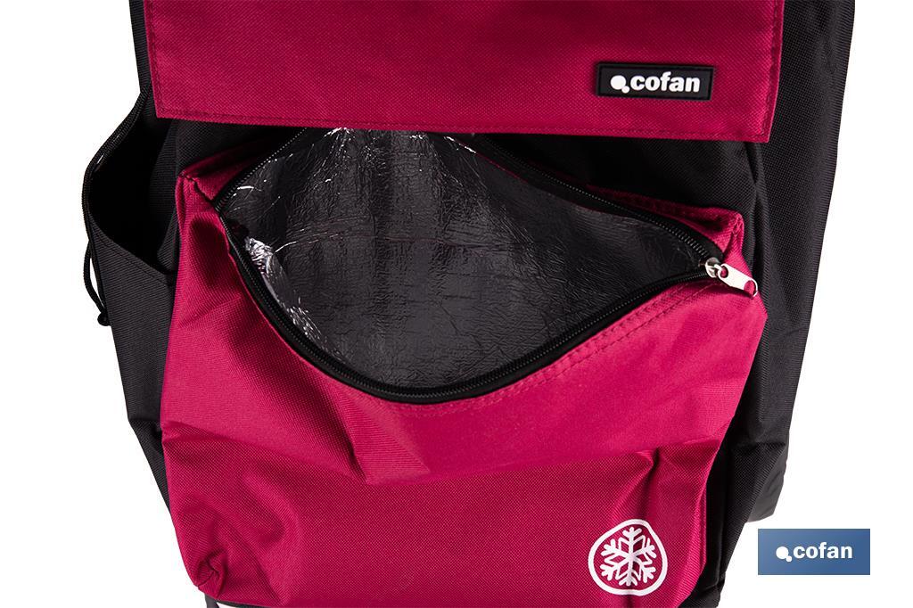 CARRO DE LA COMPRA NEGRO Y GRANATE PLEGABLE DE ALUMINIO CON 2 RUEDAS GRANDES 43 L