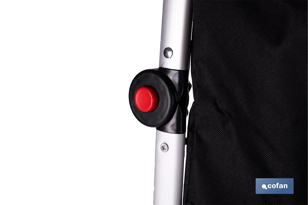 CARRO DE LA COMPRA NEGRO Y GRANATE PLEGABLE DE ALUMINIO CON 2 RUEDAS GRANDES 43 L