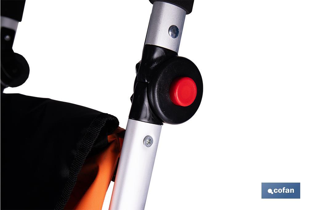 CARRO DE LA COMPRA NARANJA Y NEGRO ABATIBLE DE ALUMINIO CON 6 RUEDAS GIRATORIAS 53 L