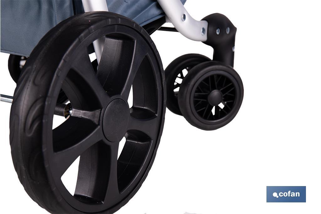 CARRO DE LA COMPRA GRIS ABATIBLE DE ALUMINIO CON 6 RUEDAS GIRATORIAS 53 L