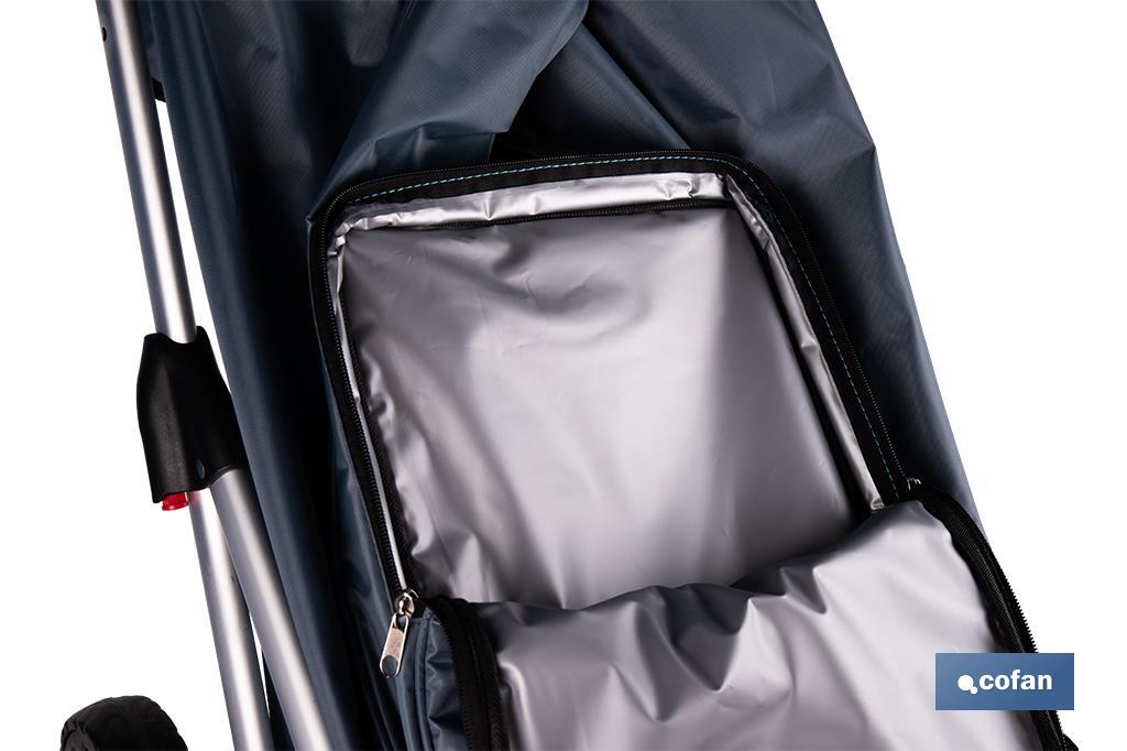 CARRO DE LA COMPRA GRIS ABATIBLE DE ALUMINIO CON 6 RUEDAS GIRATORIAS 53 L