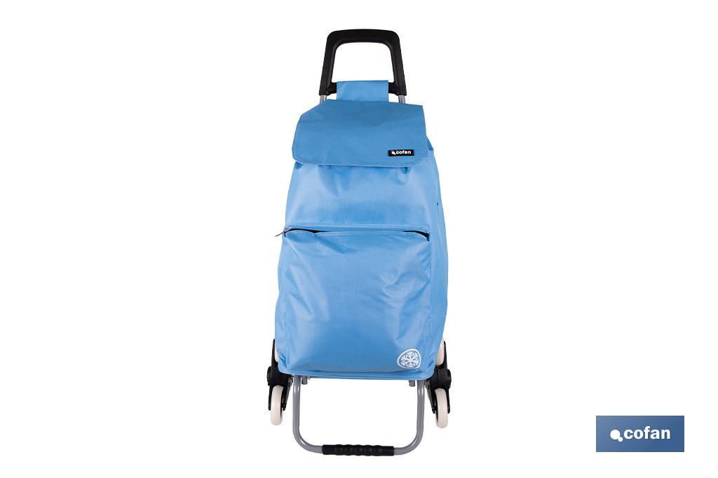 CARRO DE LA COMPRA AZUL PLEGABLE DE HIERRO CON 6 RUEDAS SUBE ESCALERAS 42 L