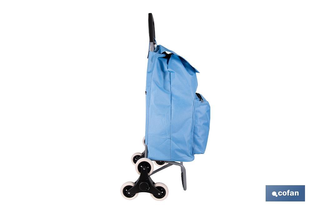 CARRO DE LA COMPRA AZUL PLEGABLE DE HIERRO CON 6 RUEDAS SUBE ESCALERAS 42 L