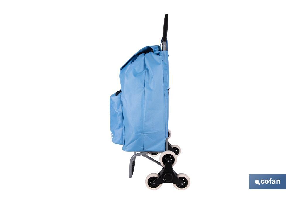 CARRO DE LA COMPRA AZUL PLEGABLE DE HIERRO CON 6 RUEDAS SUBE ESCALERAS 42 L