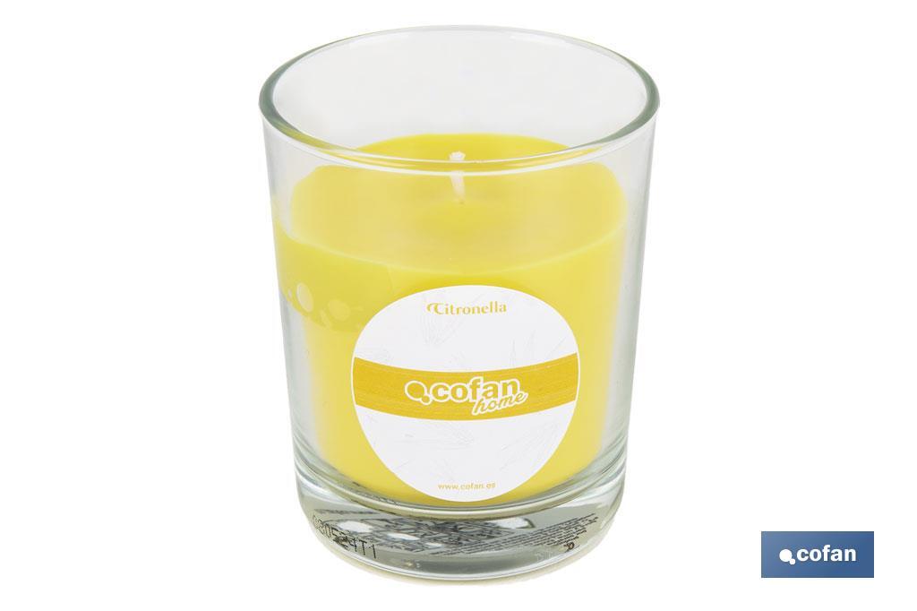 VELA AROMÁTICA DE CITRONELA EN VASO TRANSPARENTE 120 G