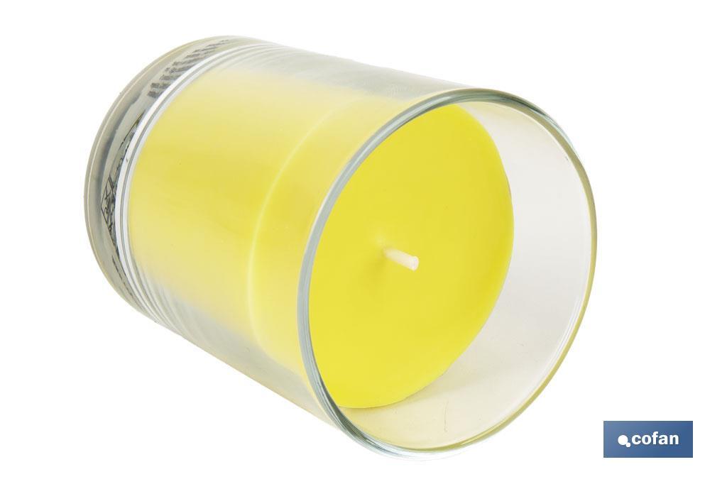 VELA AROMÁTICA DE CITRONELA EN VASO TRANSPARENTE 120 G