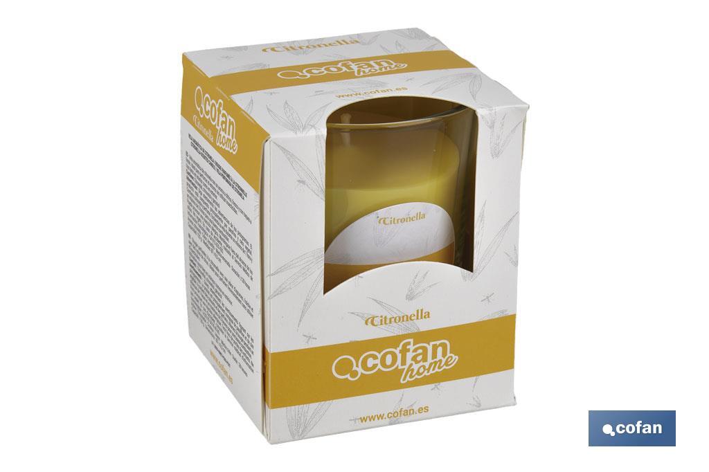 VELA AROMÁTICA DE CITRONELA EN VASO TRANSPARENTE 120 G