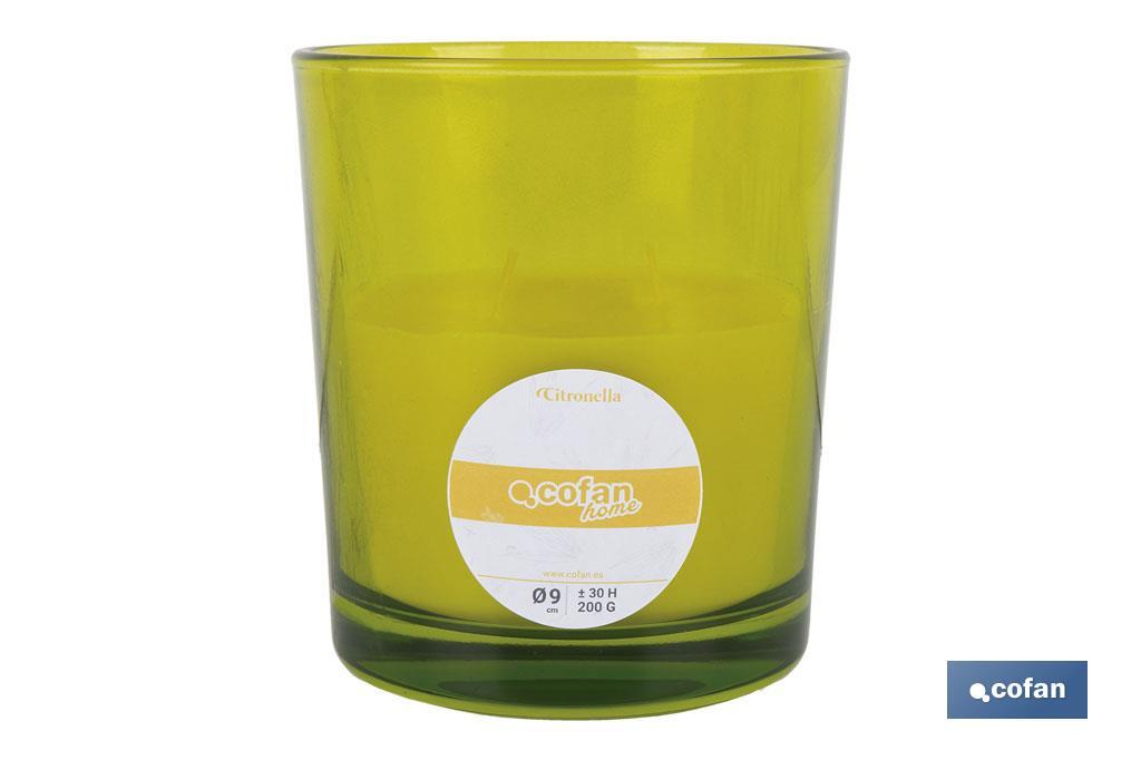 VELA AROMÁTICA DE CITRONELA VASO DECORADO  200 G