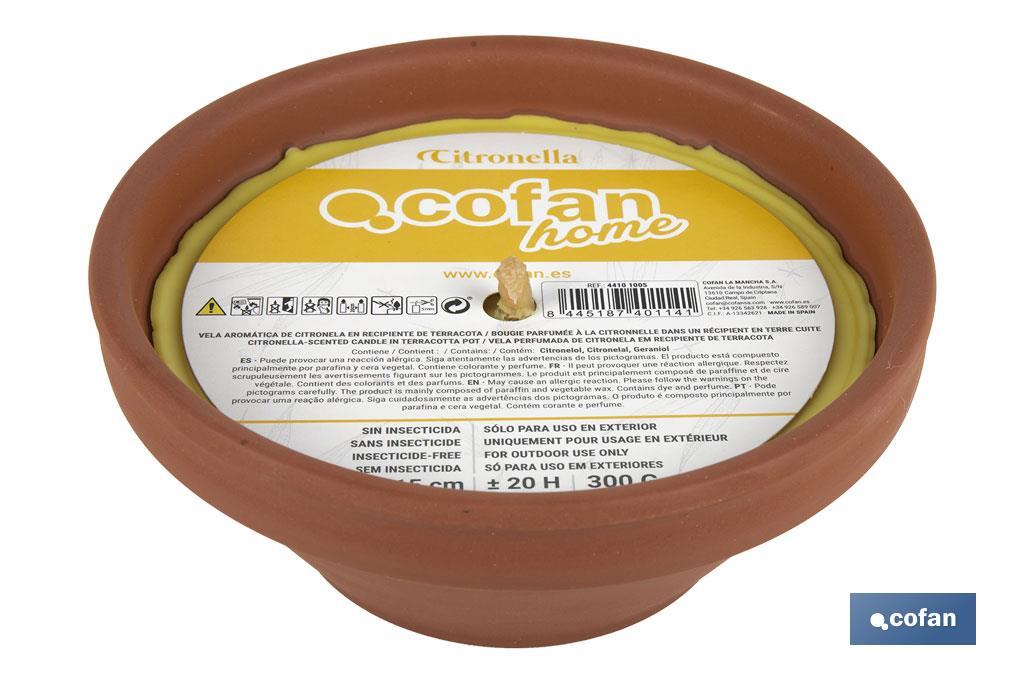 VELA AROMÁTICA DE CITRONELA RECIPIENTE TERRACOTA 300 G
