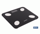 BÁSCULA DE BAÑO DIGITAL NEGRA CON PANTALLA LCD USB MEDICIÓN IMC DE GRASA VISCERAL 30 X 26.5 X 2,2 CM