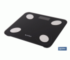 BÁSCULA DE BAÑO DIGITAL NEGRA CON PANTALLA LCD USB MEDICIÓN IMC DE GRASA VISCERAL 30 X 26.5 X 2,2 CM