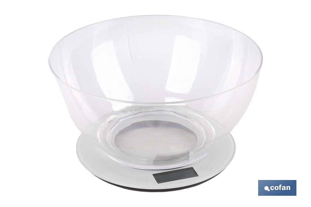 BÁSCULA DE COCINA DIGITAL CON CUENCO DE CAPACIDAD 3,8 L 10 KILOS 25,5 X 14 CM