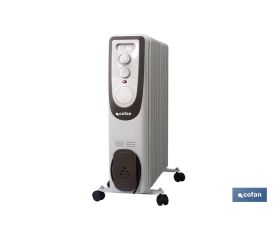 Radiador de aceite 2500 W | Color: blanco | Con 11 elementos y termostato regulable | Seguridad antiincendios y Control antivuelco