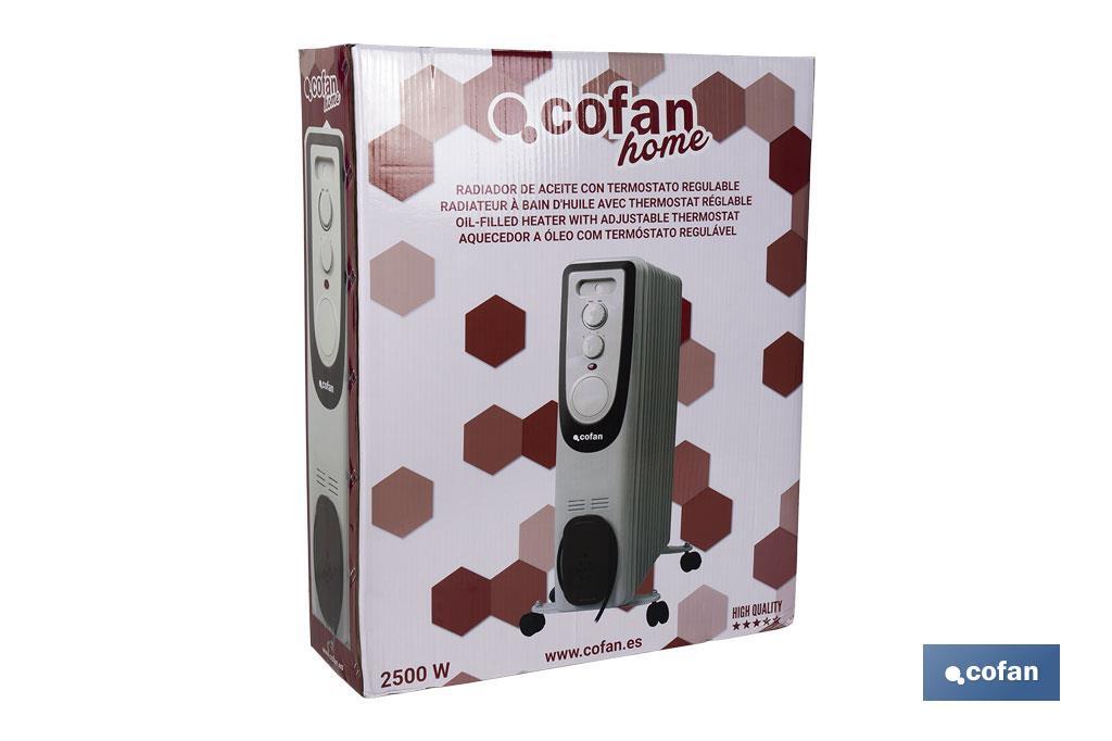 RADIADOR DE ACEITE CON TERMOSTATO REGULABLE 11 ELEMENTOS 2500 W