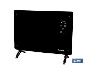 Convector radiante de panel de vidrio | Potencia: 1500 W | Mando a distancia | Control vía app | Compatible con asistente de voz | Temporizador 24 h