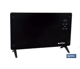 Convector radiante de panel de vidrio | Potencia: 2000 W | Mando a distancia | Control vía app | Compatible con asistente de voz | Temporizador 24 h