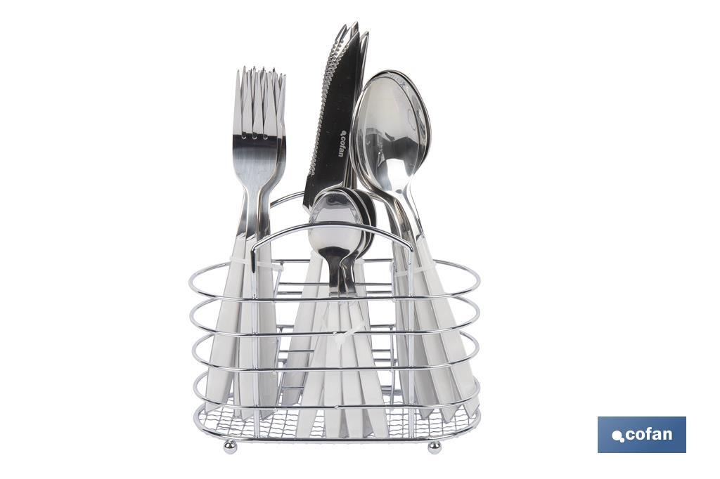 SET DE CUBIERTOS 24 PIEZAS ACERO INOXIDABLE COLOR BLANCO