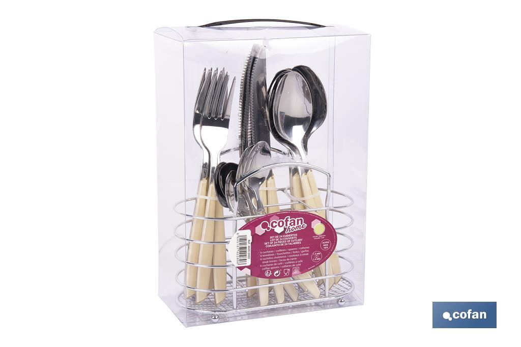 SET DE CUBIERTOS 24 PIEZAS ACERO INOXIDABLE COLOR AMARILLO