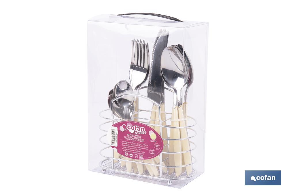 SET DE CUBIERTOS 24 PIEZAS ACERO INOXIDABLE COLOR AMARILLO