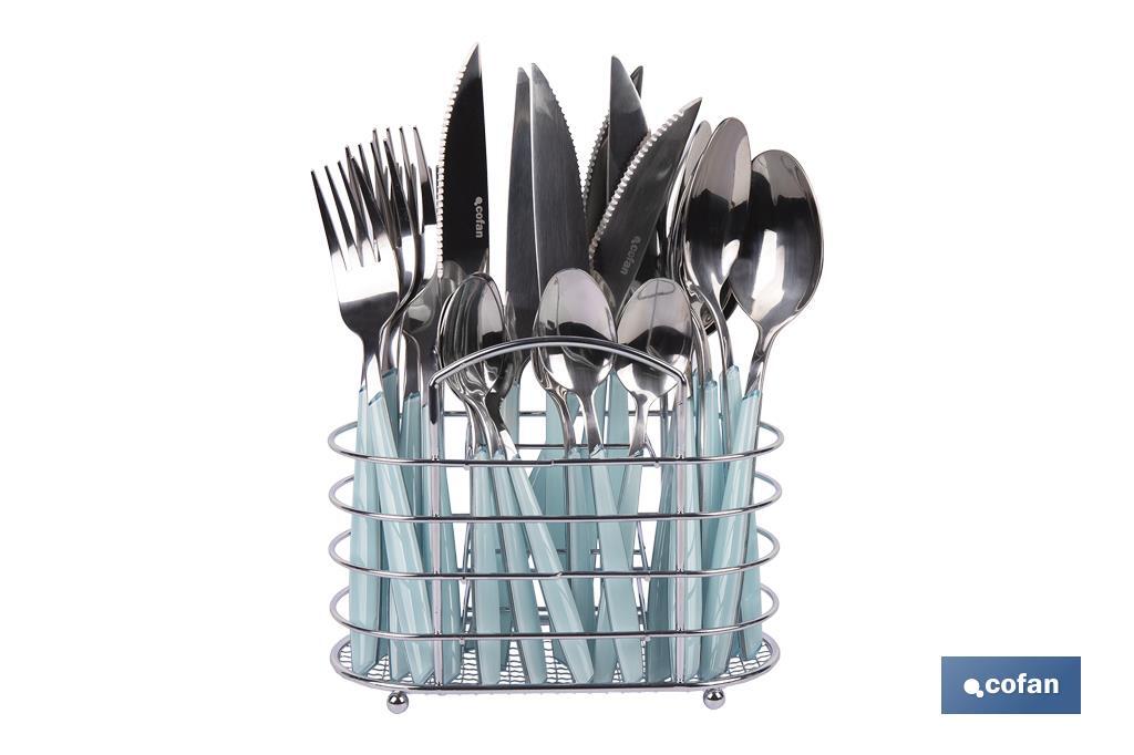 SET DE CUBIERTOS 24 PIEZAS ACERO INOXIDABLE COLOR AZUL