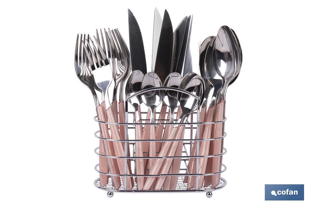 SET DE CUBIERTOS 24 PIEZAS ACERO INOXIDABLE COLOR ROSA