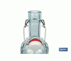 BOTELLA DE VIDRIO TRANSPARENTE AZUL CLARO CON CIERRE DE ESTRIBO 1 L