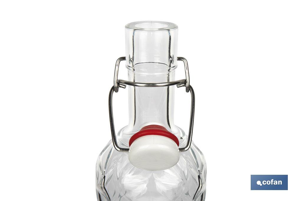 BOTELLA DE VIDRIO TRANSPARENTE CON CIERRE DE ESTRIBO 1 L