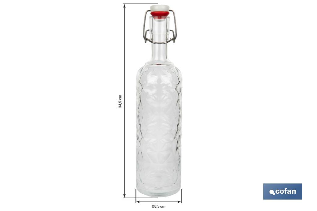 BOTELLA DE VIDRIO TRANSPARENTE CON CIERRE DE ESTRIBO 1 L