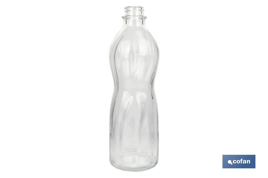 BOTELLA DE VIDRIO TRANSPARENTE CON TAPÓN ACERO INOXIDABLE 1 L