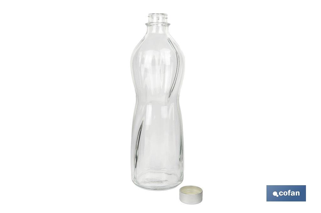 BOTELLA DE VIDRIO TRANSPARENTE CON TAPÓN ACERO INOXIDABLE 1 L