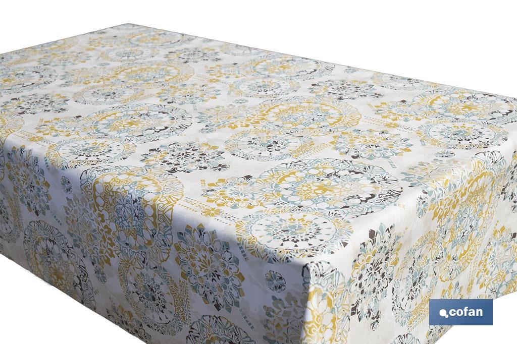 ROLLO DE MANTEL ANTIMANCHAS MOSAICO CALIDO 1,40 X 20 M