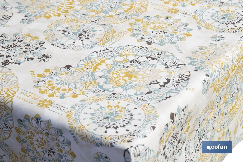 ROLLO DE MANTEL ANTIMANCHAS MOSAICO CALIDO 1,40 X 20 M