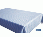 ROLLO DE MANTEL ANTIMANCHAS CUADROS AZULES 1,40 X 20 M