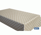 ROLLO DE MANTEL ANTIMANCHAS DE LUNARES BEIGE 1,40 X 20 M