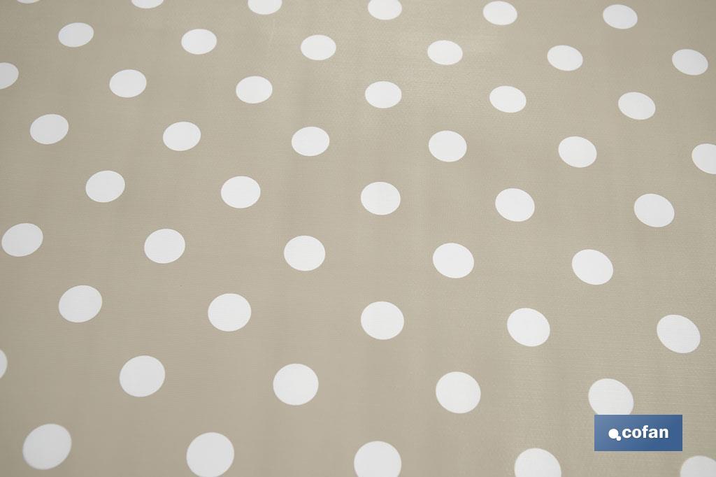 ROLLO DE MANTEL ANTIMANCHAS DE LUNARES BEIGE 1,40 X 20 M