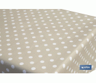 ROLLO DE MANTEL ANTIMANCHAS DE LUNARES BEIGE 1,40 X 20 M
